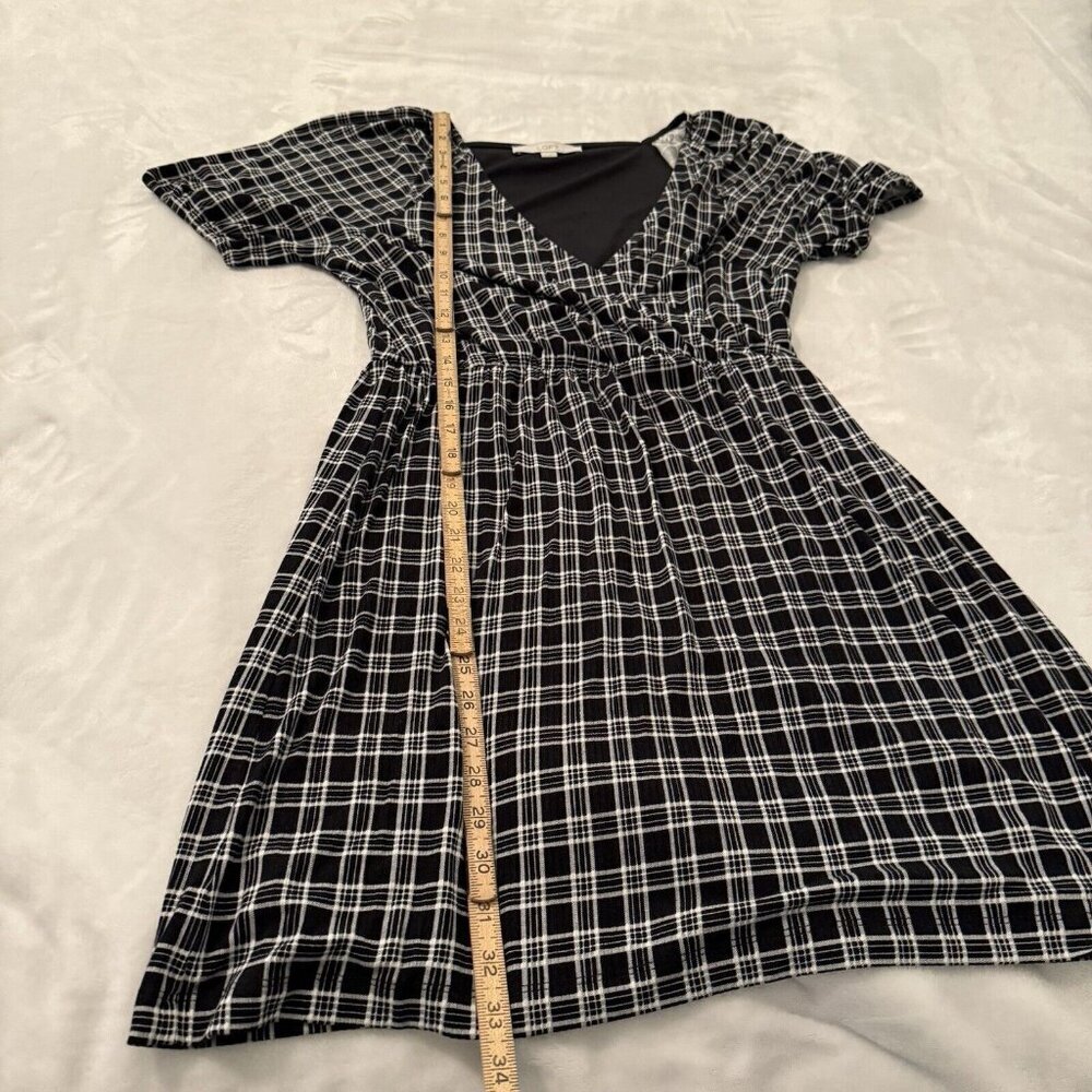 Loft Faux Wrap Dress Size Sm Black White Plaid Gingham Workwear Church - Picture 15 of 15